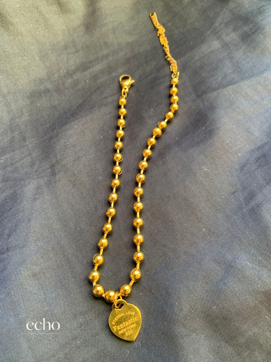 Gold Beaded Anklet with Pendant • Dainty Fashion Ankle Bracelet