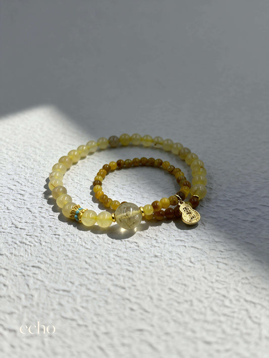 Long Jade Beaded Bracelet • Oriental Style