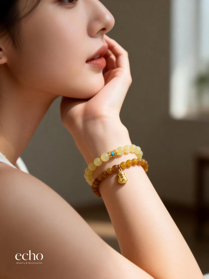 Long Jade Beaded Bracelet • Oriental Style