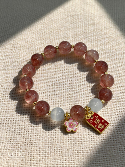 Garnet & Jade Beaded Bracelet