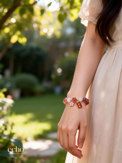 Garnet & Jade Beaded Bracelet