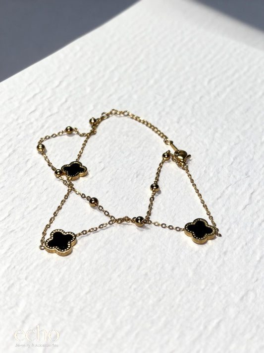Lucky Clover Design Gold Anklet
