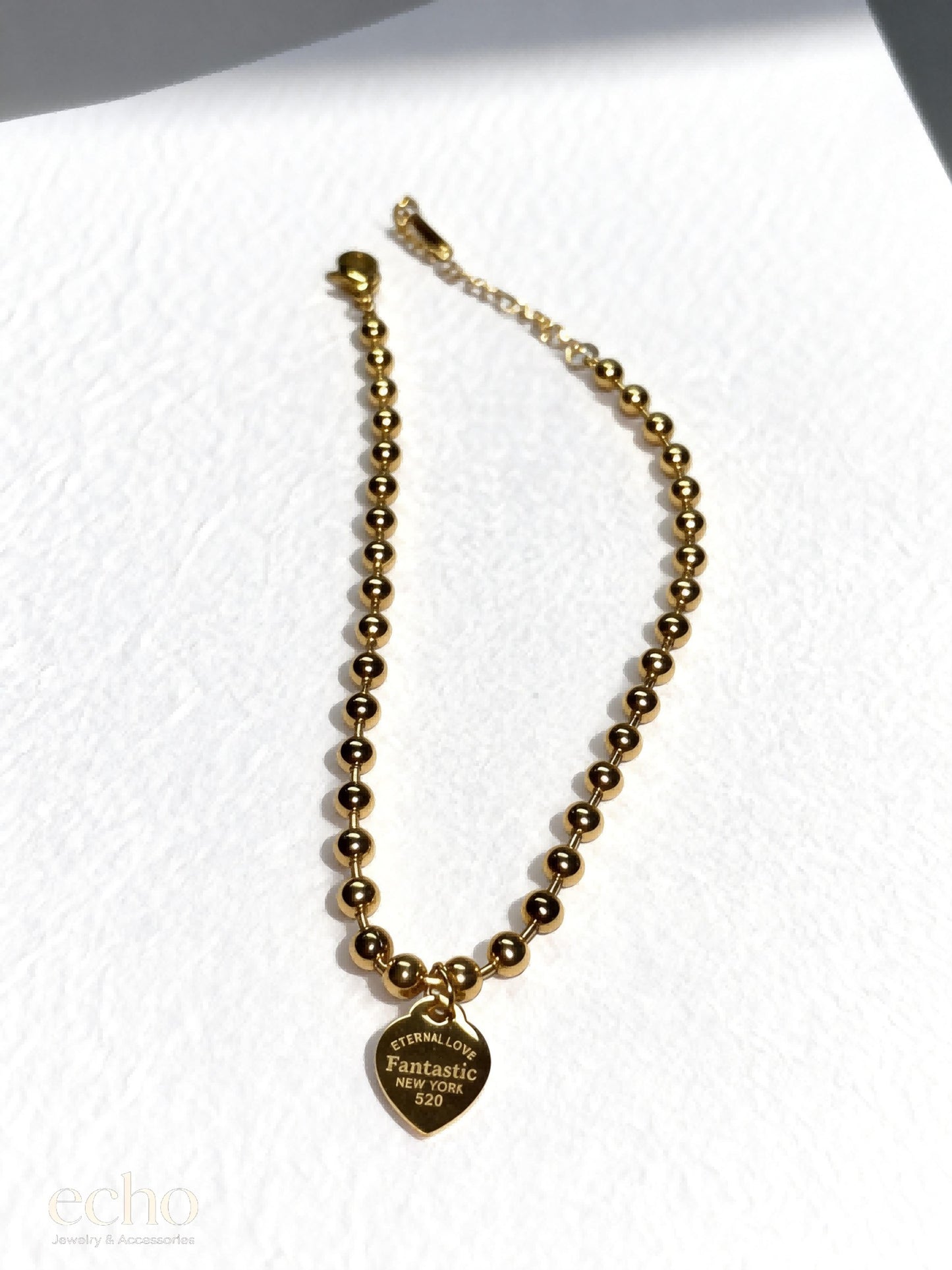 Gold Beaded Anklet with Pendant • Dainty Fashion Ankle Bracelet