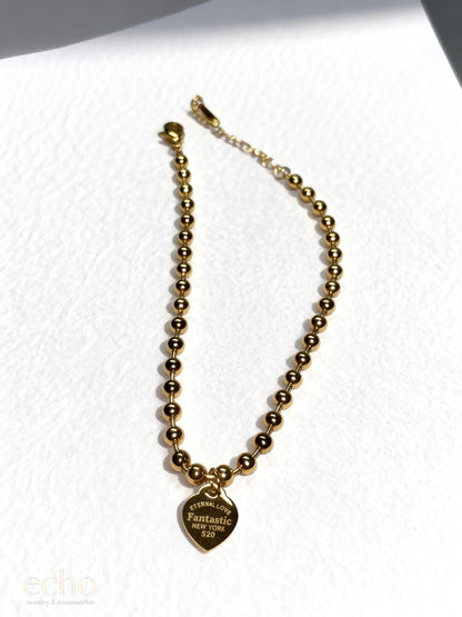 Gold Beaded Anklet with Pendant • Dainty Fashion Ankle Bracelet