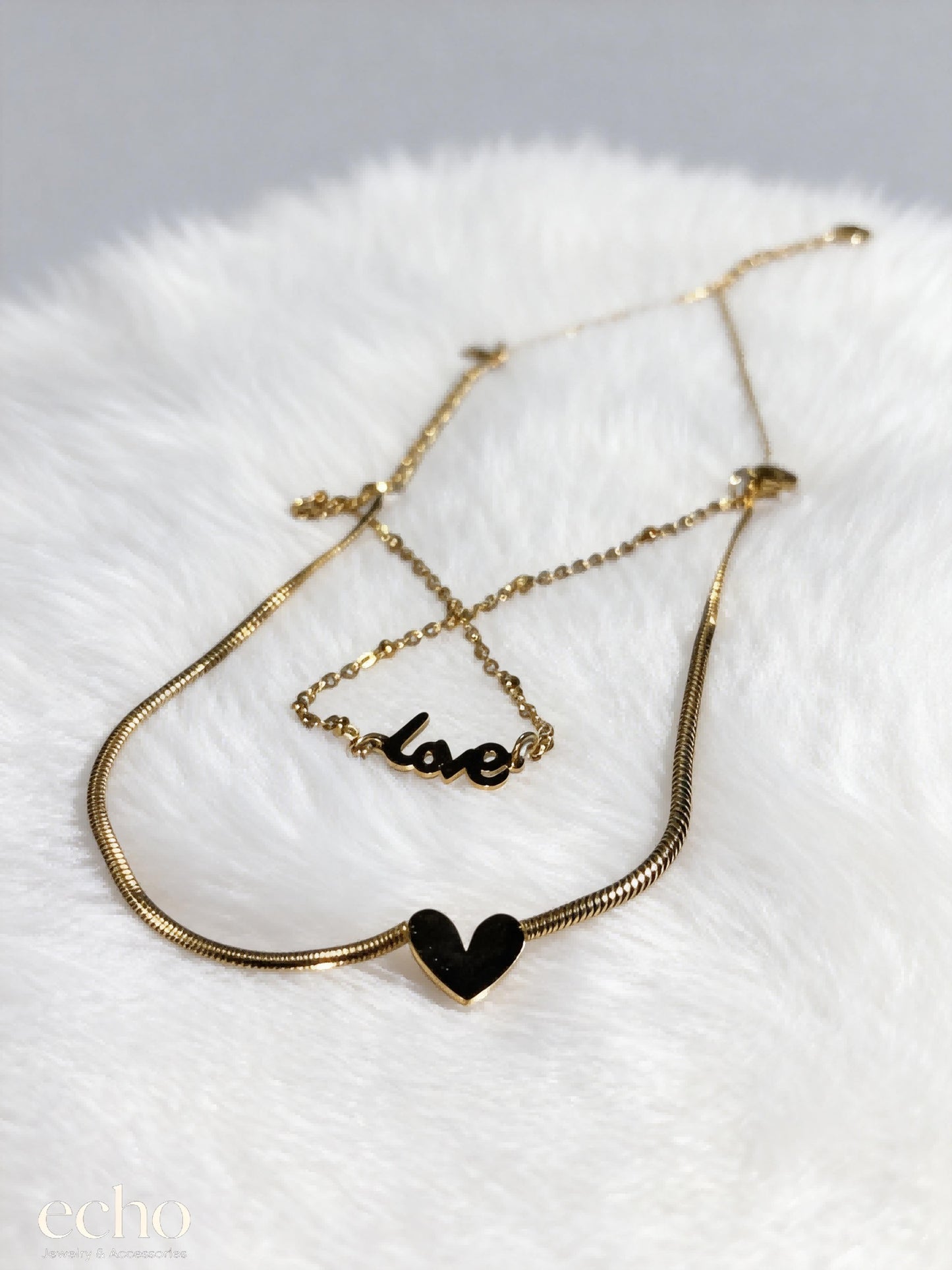 Unique Gold Heart with Love Script Anklet