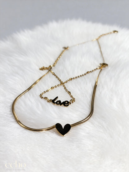 Unique Gold Heart with Love Script Anklet