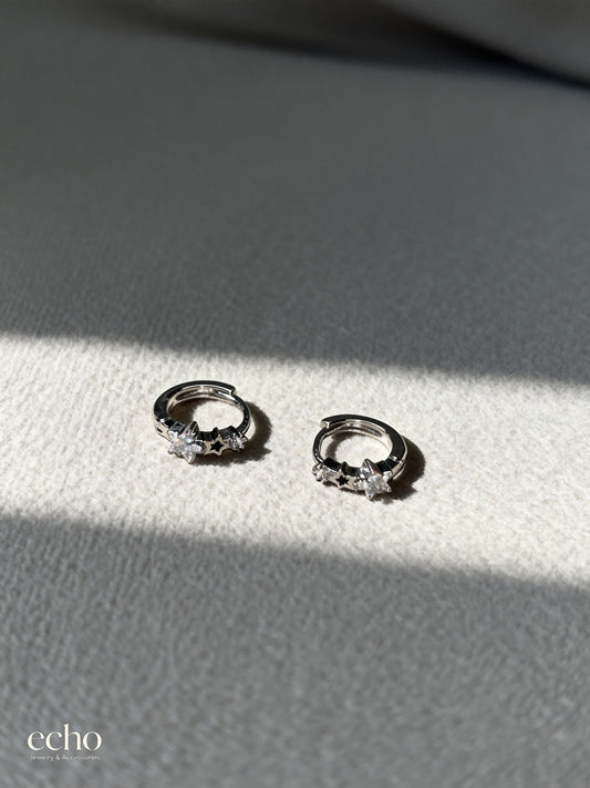 New Style Silver Tone CZ Stud Earrings