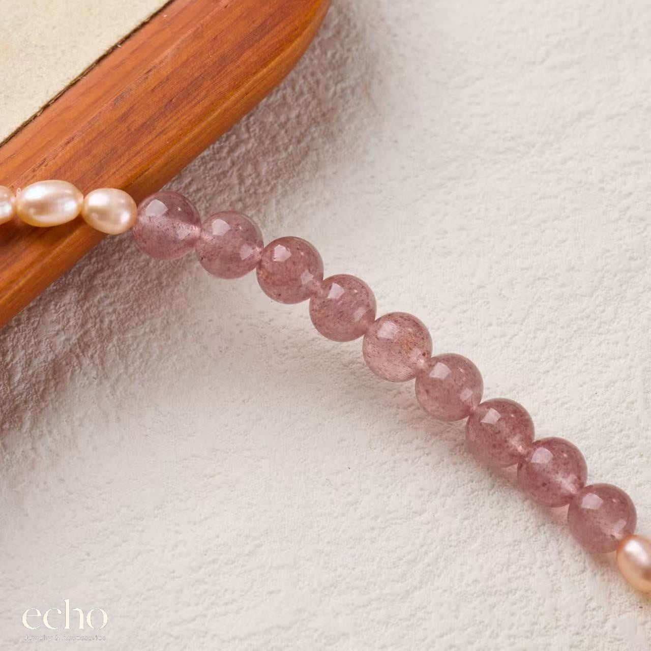 Pink Garnet & Pearl Double Layer Bracelet • Chinese Lucky Jewelry