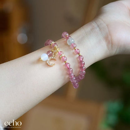 Double Layer Garnet & Multi Natural Stone Bracelet • Chinese Traditional Style