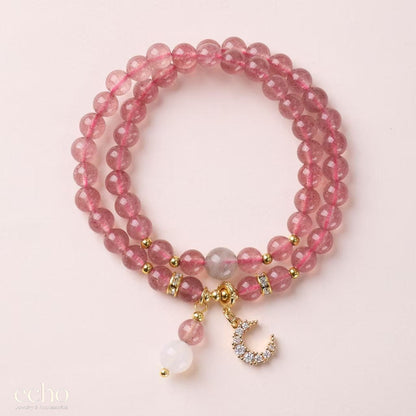 Double Layer Garnet & Multi Natural Stone Bracelet • Chinese Traditional Style