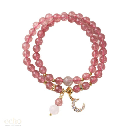 Double Layer Garnet & Multi Natural Stone Bracelet • Chinese Traditional Style