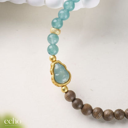 Jade & Agarwood Beaded Bracelet • Chinese Oriental Style