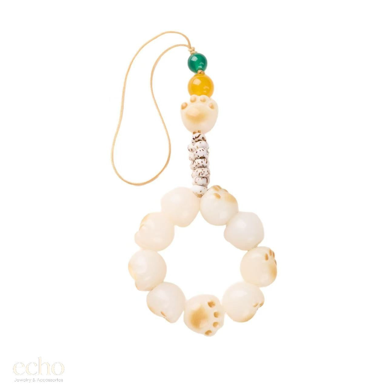 Natural Stone Cat Paw Phone Charm • Cute Crystal Bag Pendant