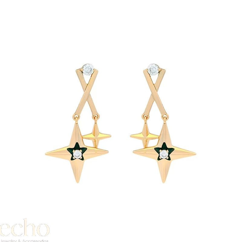 New Style Yellow & Silver Tone Diamond Stud Earrings