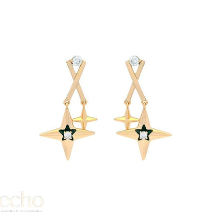New Style Yellow & Silver Tone Diamond Stud Earrings