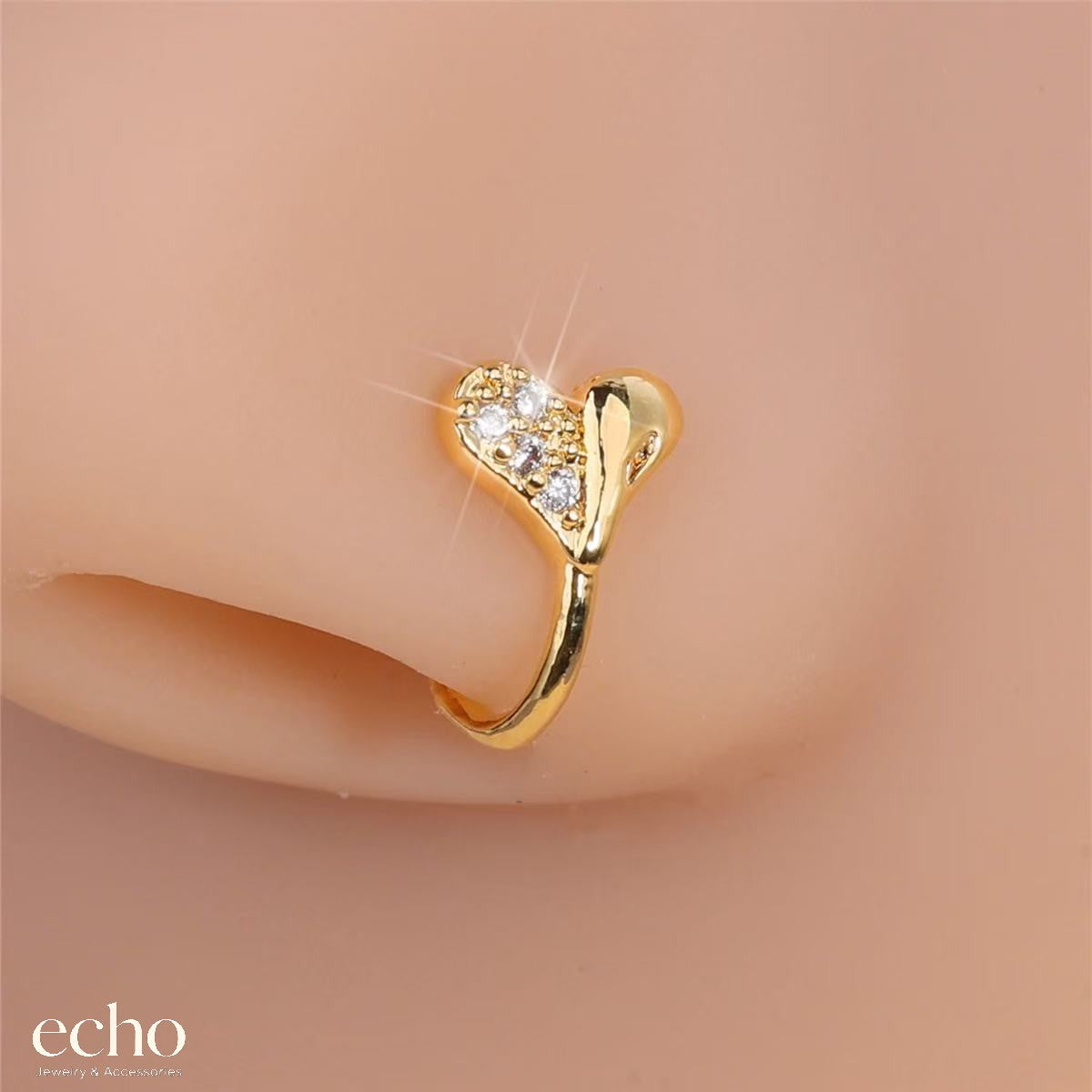 Gold CZ Paved Non-Pierced Nose Clip • Dainty Crystal Nose Cuff