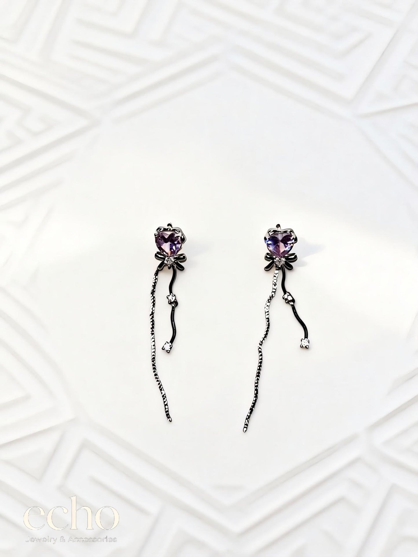 Silver Pendant Earrings with Amethyst Stone
