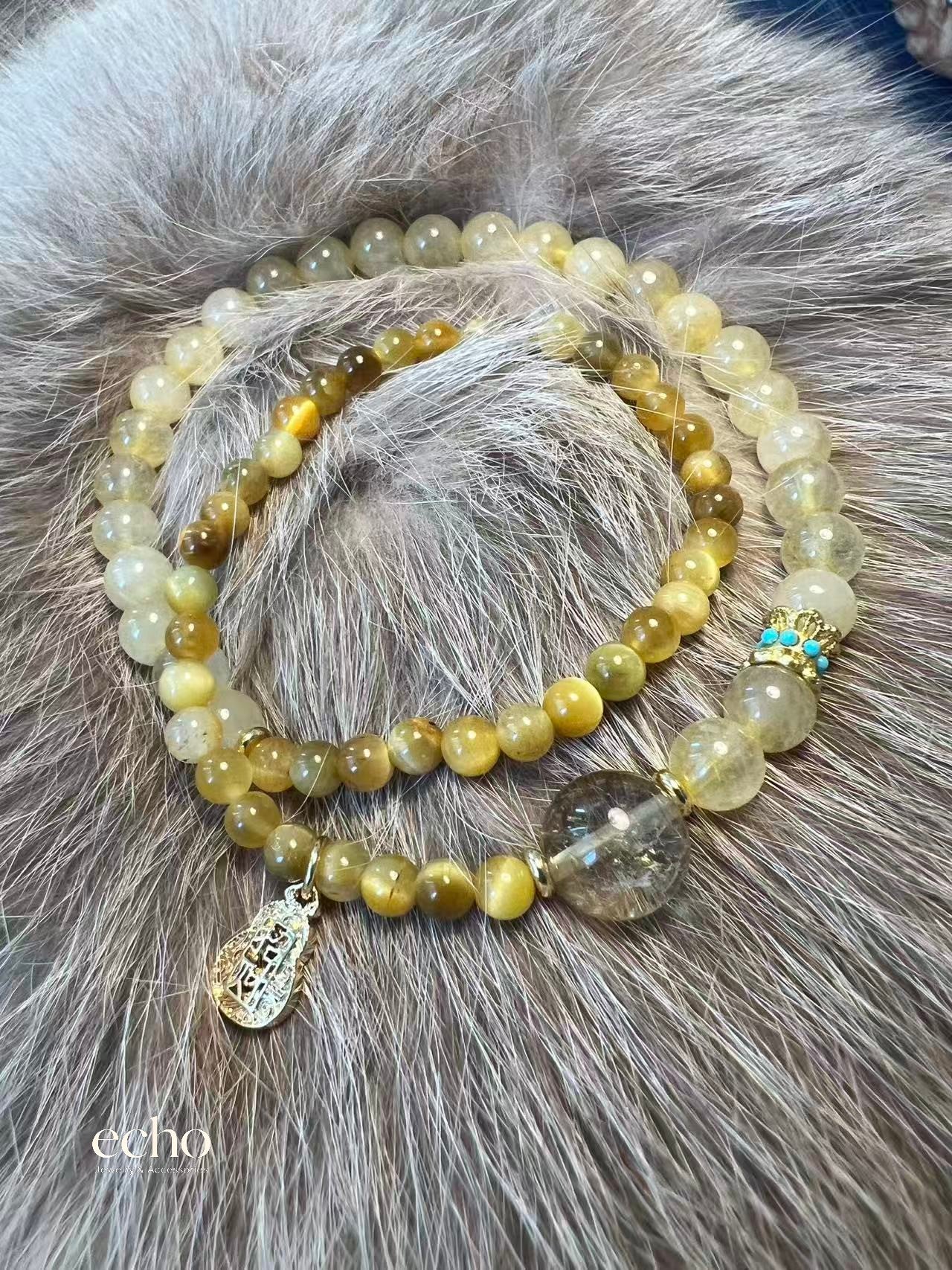 Long Jade Beaded Bracelet • Oriental Style