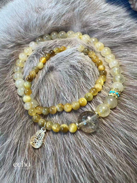 Long Jade Beaded Bracelet • Oriental Style