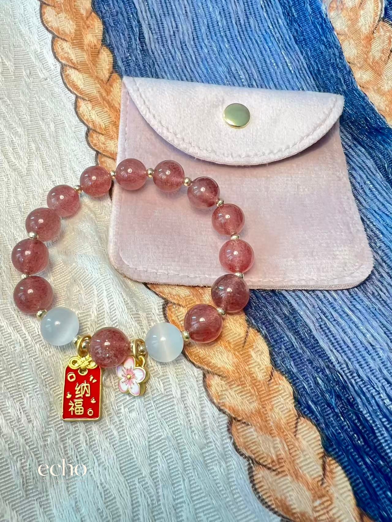 Garnet & Jade Beaded Bracelet
