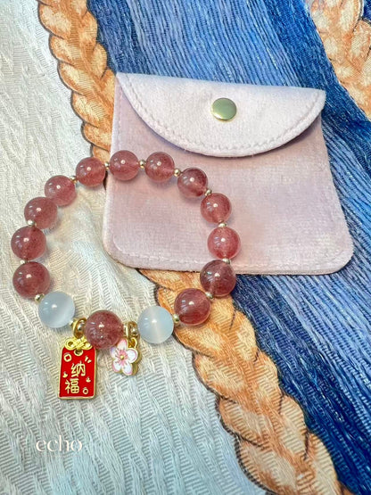 Garnet & Jade Beaded Bracelet