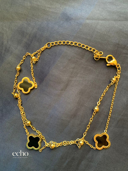Lucky Clover Design Gold Anklet